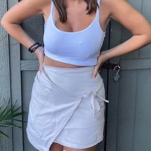 BDG Asymmetric tie jean skirt